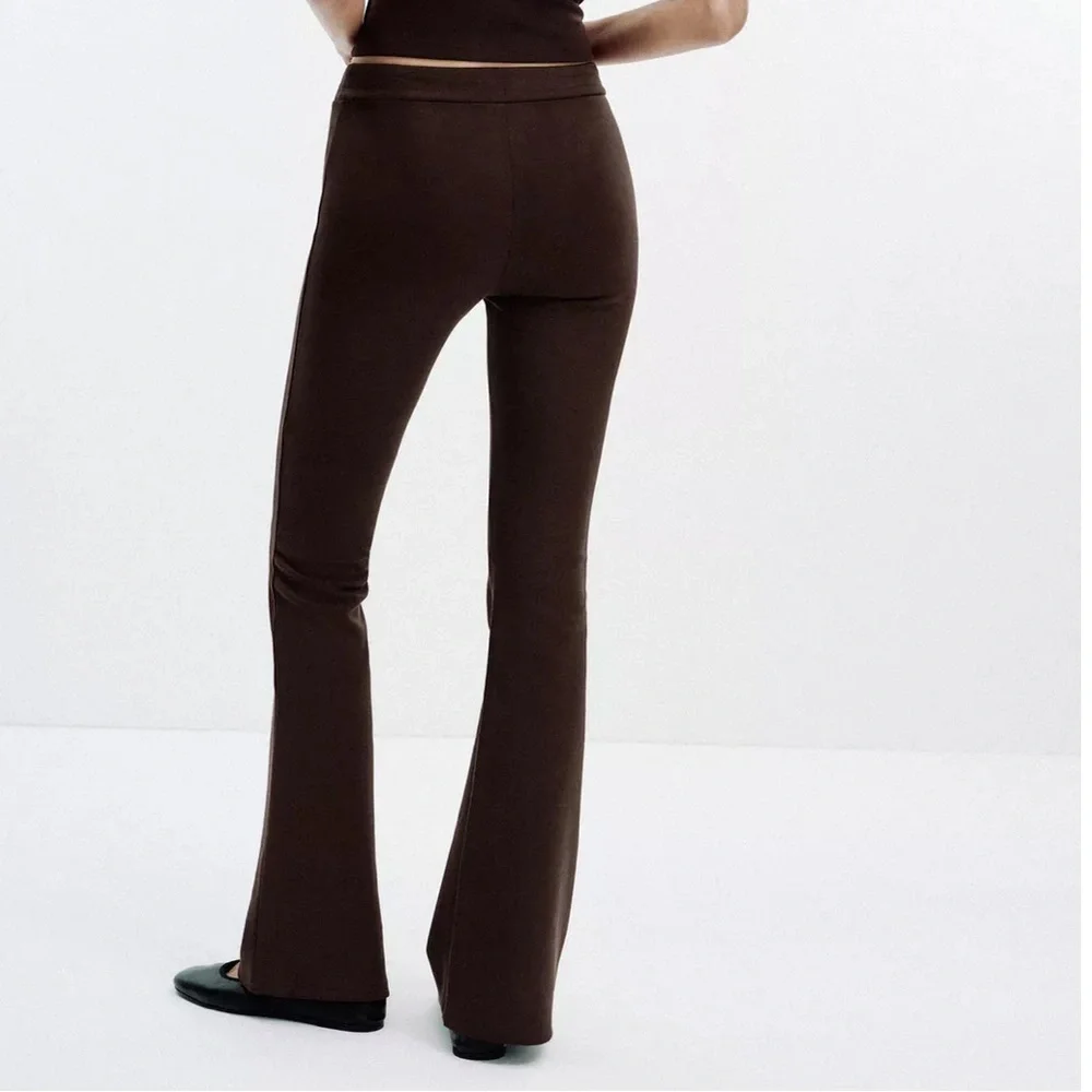Zara NWT brown flare stretchy interlock pants